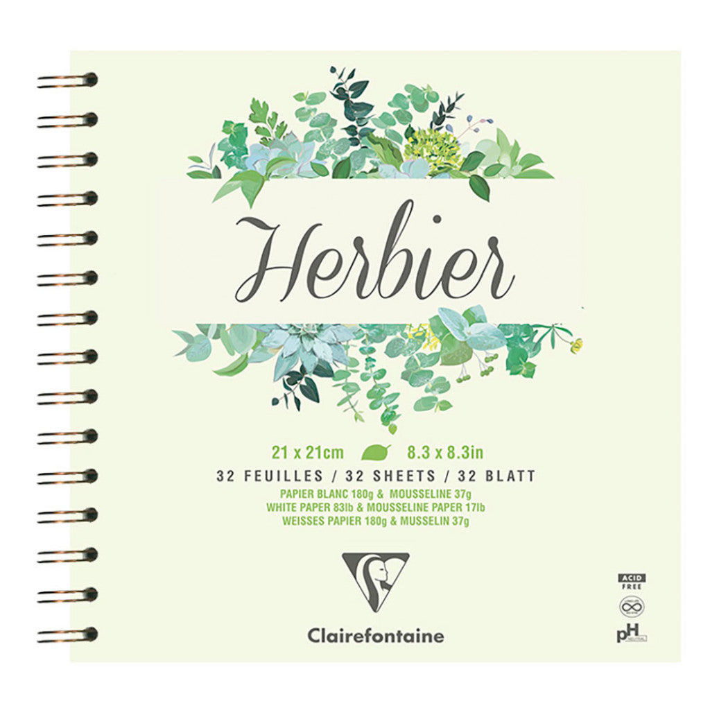 Clairefontaine Herbarium Bok spiral - 180g 32ark - 21x21cm