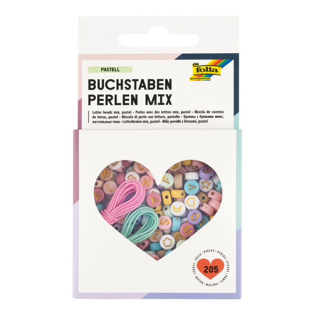 Folia Perlesett - Bokstavperlemix Pastell
