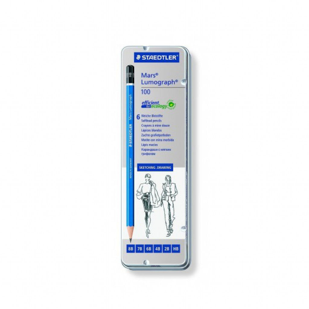 Staedtler - Mars Lumograph Grafittblyant - 6 stk. (8B–HB)