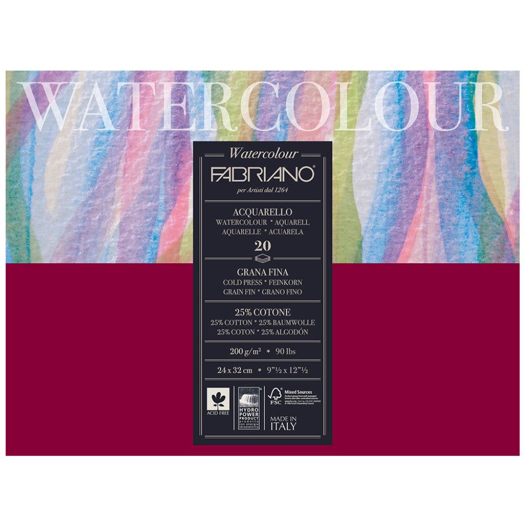 Fabriano Watercolour Akvarellblokk 200g GF - 20ark - 24x32cm