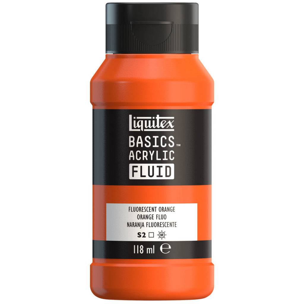 Liquitex Basics Fluid Acrylic 118ml - 982 Fluorescent Orange S2