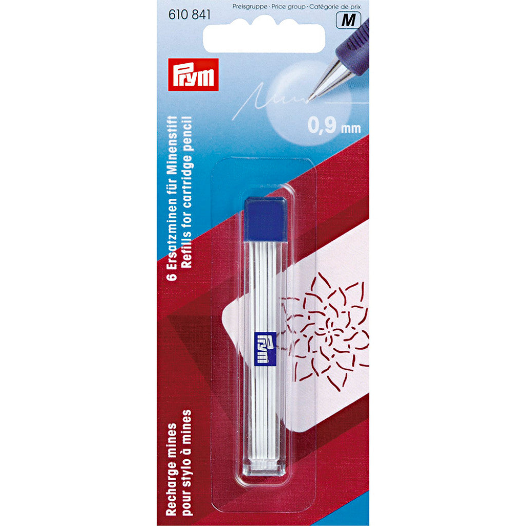 Prym Miner til Trykkblyant - 0,9mm - 6stk hvit