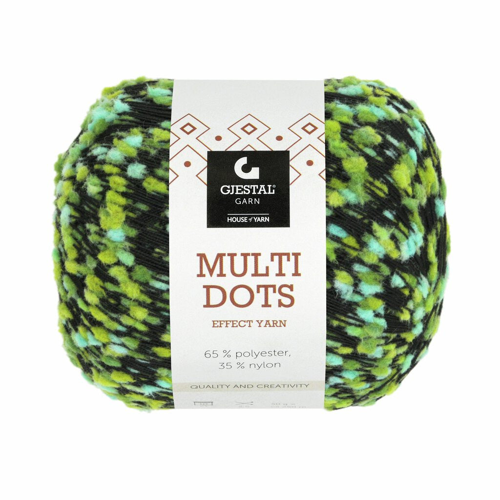 Multi dots - 902 Pæregrønn/Karibisk Blå Dots
