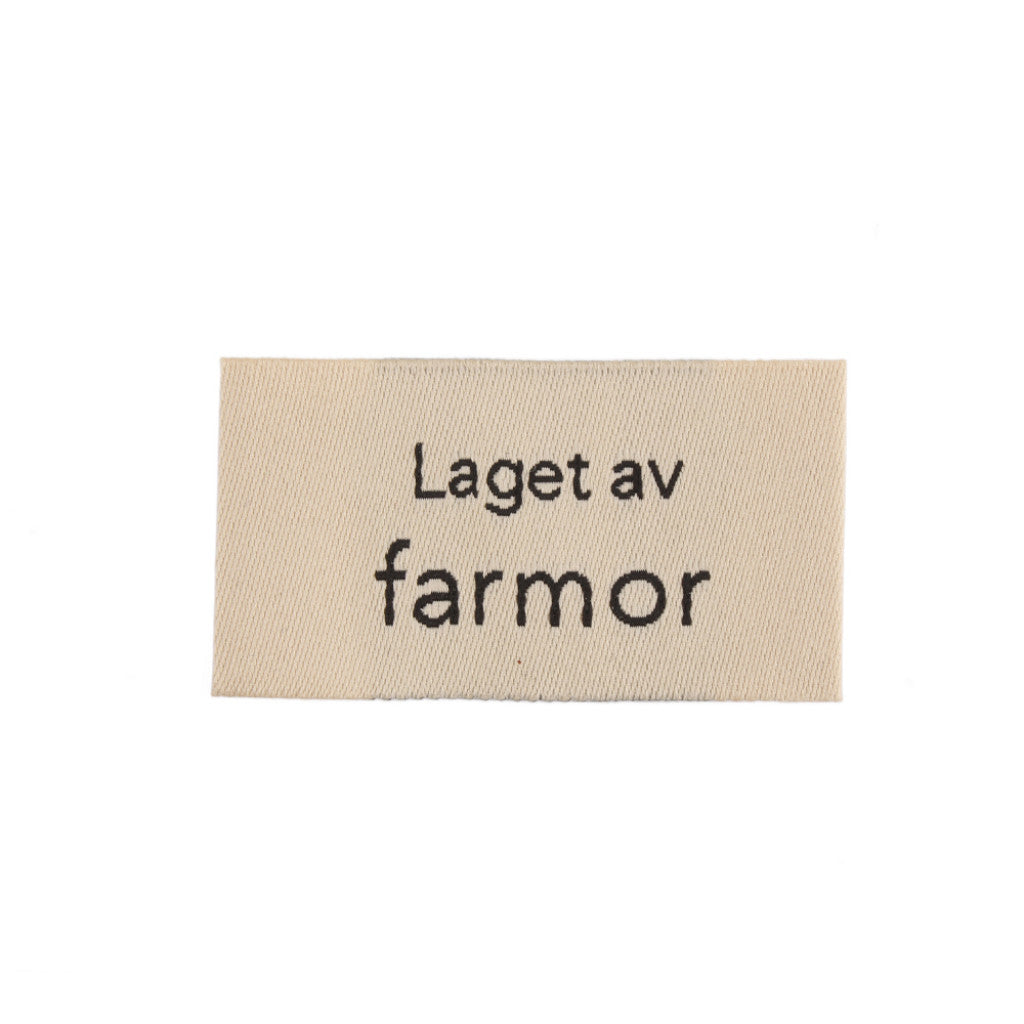Merkelapp med tekst 25x45mm - Laget av farmor