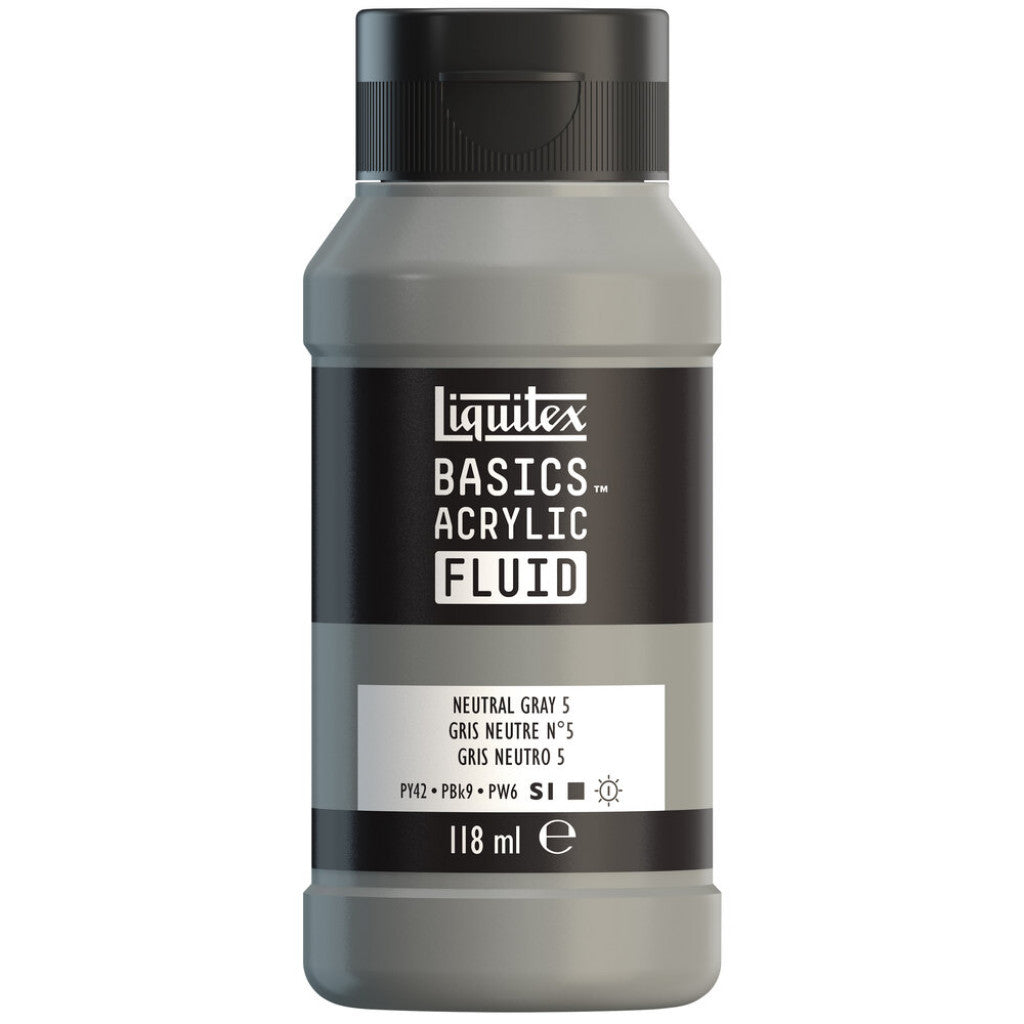 Liquitex Basics Fluid Acrylic 118ml - 599 Neutral Grey 5 S1