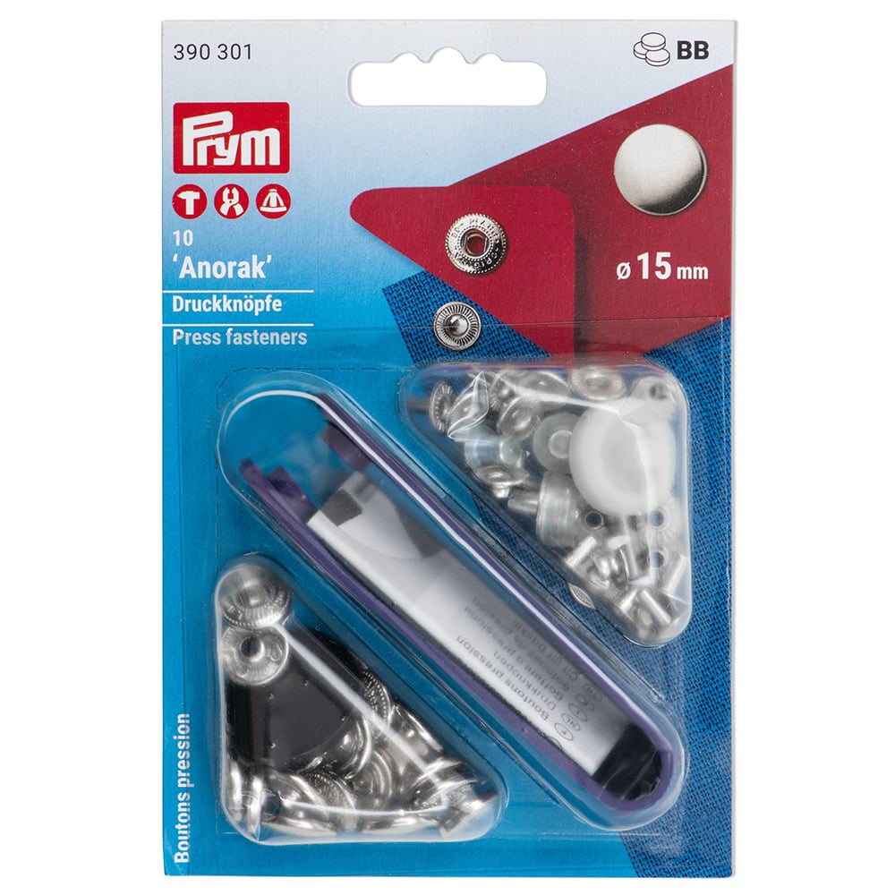 Prym Trykknapper Anorak 15mm 10stk - Sølv