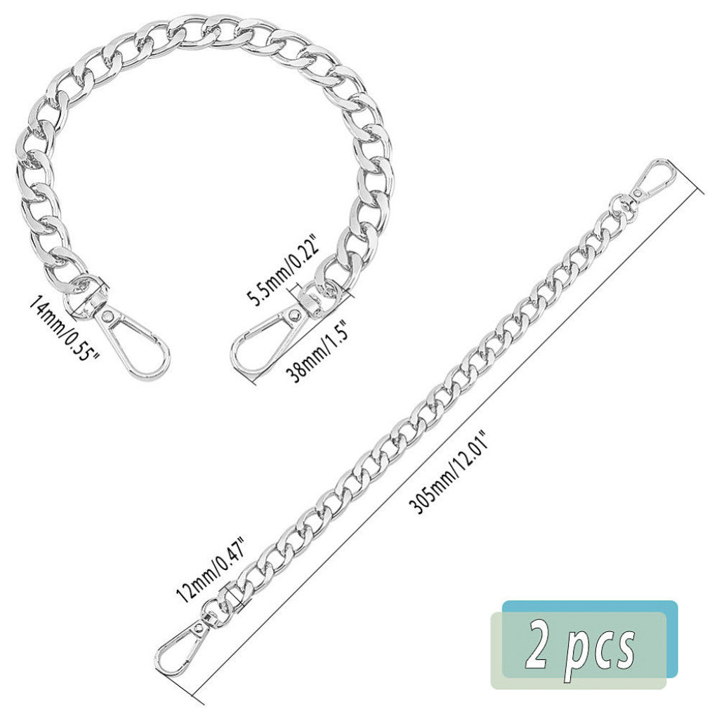 2 Veskehåndtak Metallenker, 30cm - Sølv