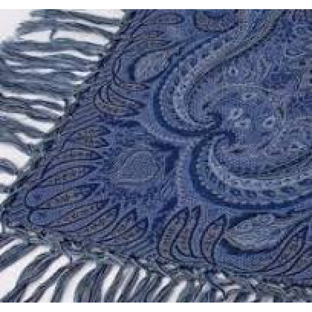 Wienersjal Frynset 140 x 140cm - Blå/Blå 076