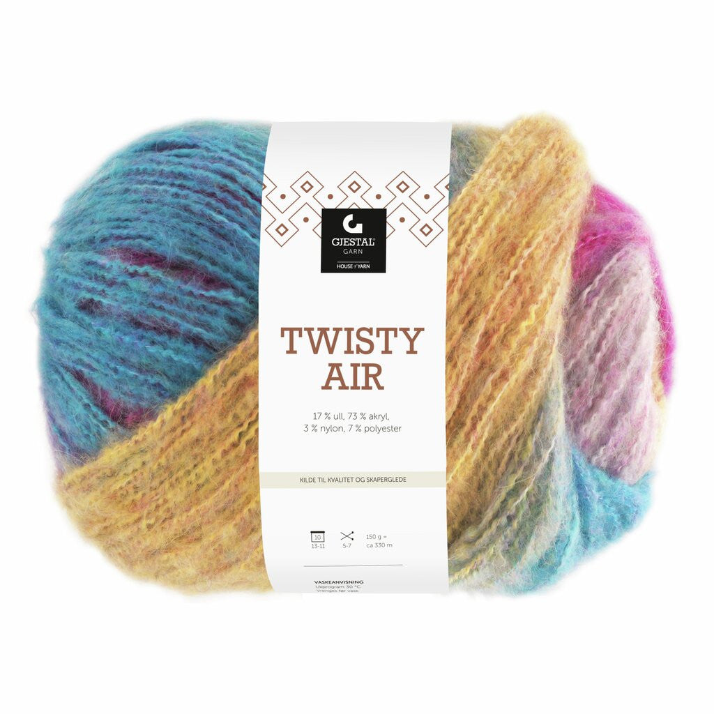 Twisty Air, 150g - 9105 Blå/Gul/Rosa