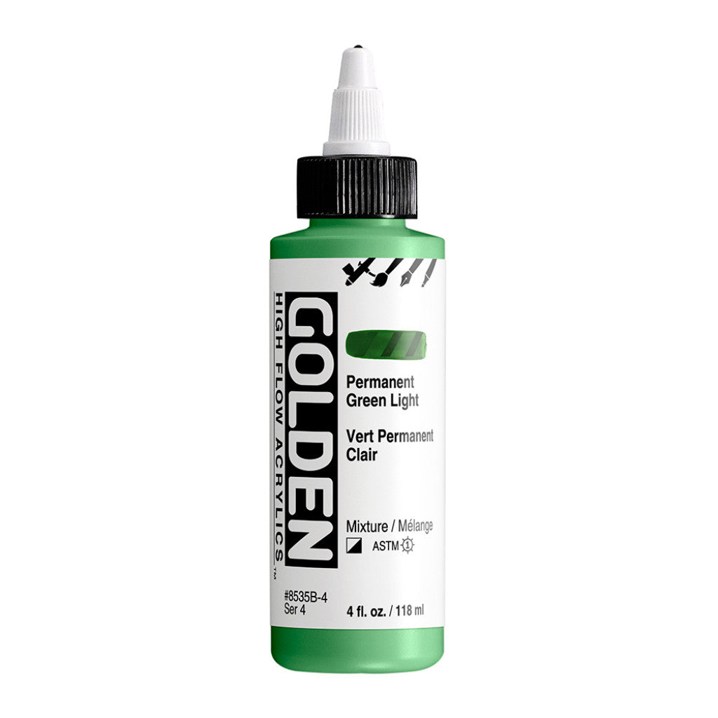 Golden High Flow Acrylics 118ml - Permanent Green Light
