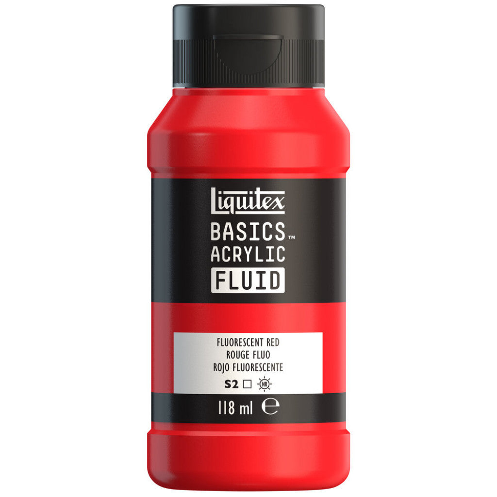 Liquitex Basics Fluid Acrylic 118ml - 983 Fluorescent Red S2