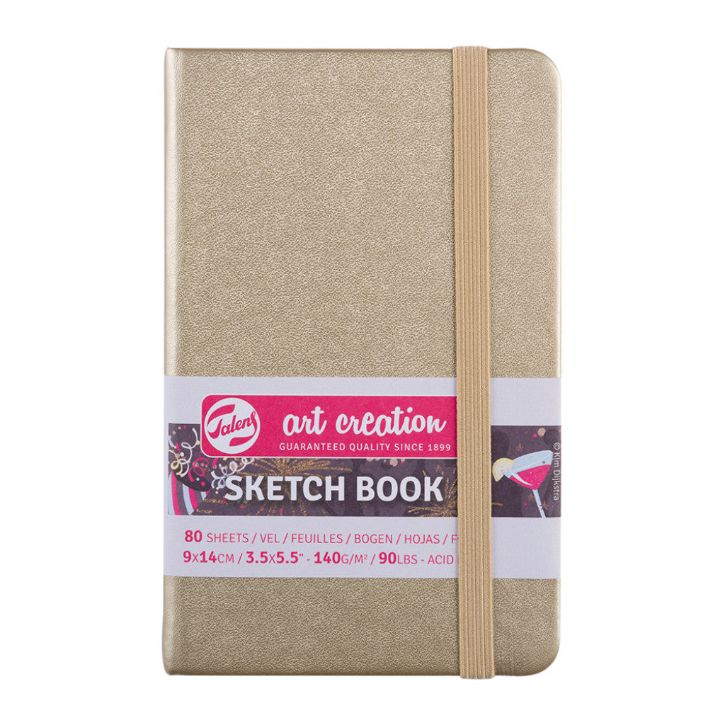 Art Creation Skissebok m/strikk 140g 9x14cm - Gull