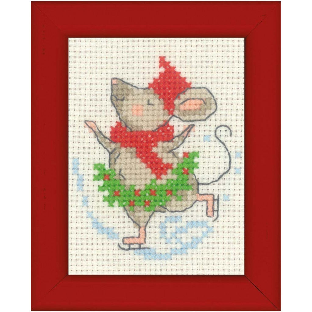 Korsstingsbroderi Kort, 6x8cm - Jule-Mus