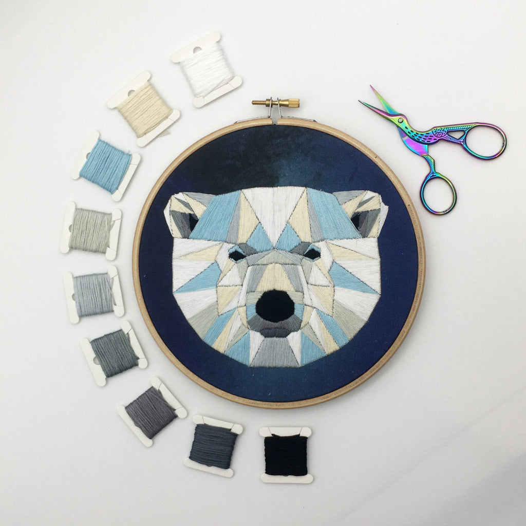 Broderisett - Polar Bear, Ø 18 cm
