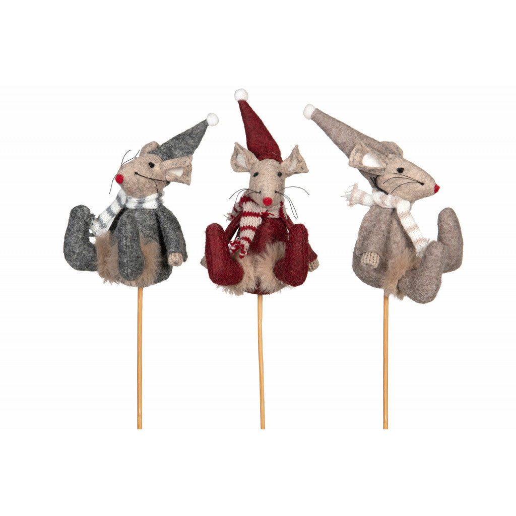 Mus Sittande på Pinne, 9cm - 1 Assortert Design