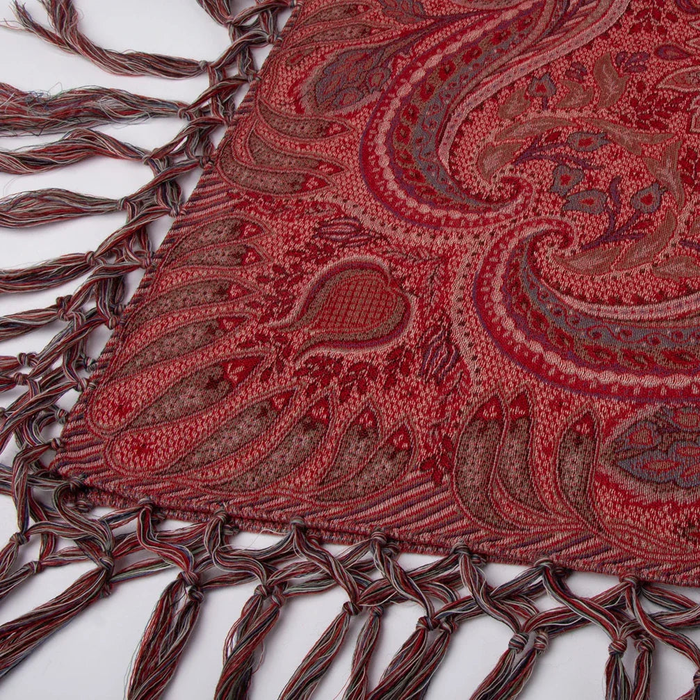 Wienersjal Frynset 140 x 140cm - Dyp Rød 095