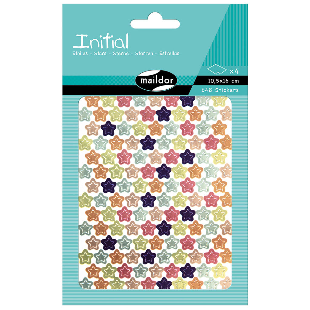 Initial Klistremerker - 4ark 2x2 design - Stjerner