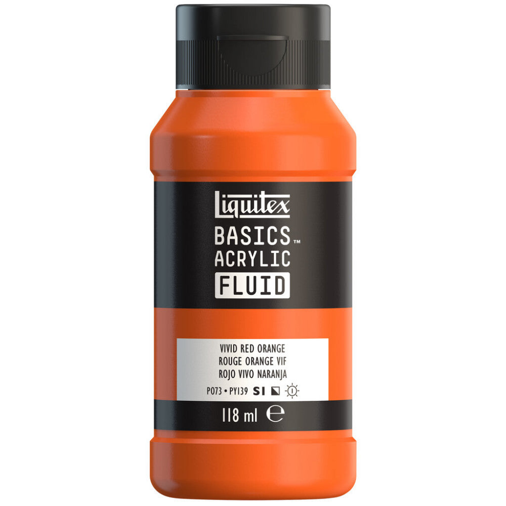 Liquitex Basics Fluid Acrylic 118ml - 620 Vivid Red Orange S1