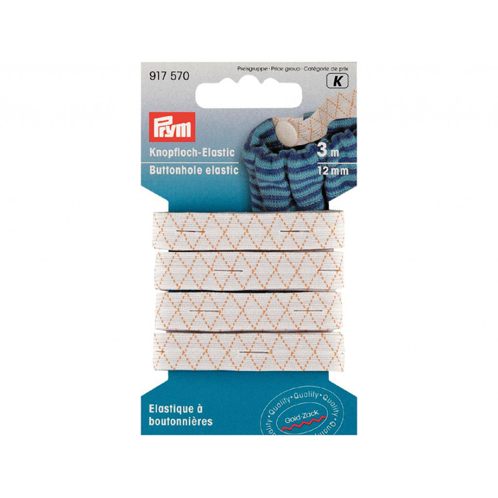 Prym Knappehullstrikk 12mm. - 3m - hvit