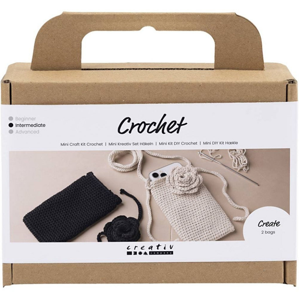 Mini DIY Kit Hekling - Veske med rose