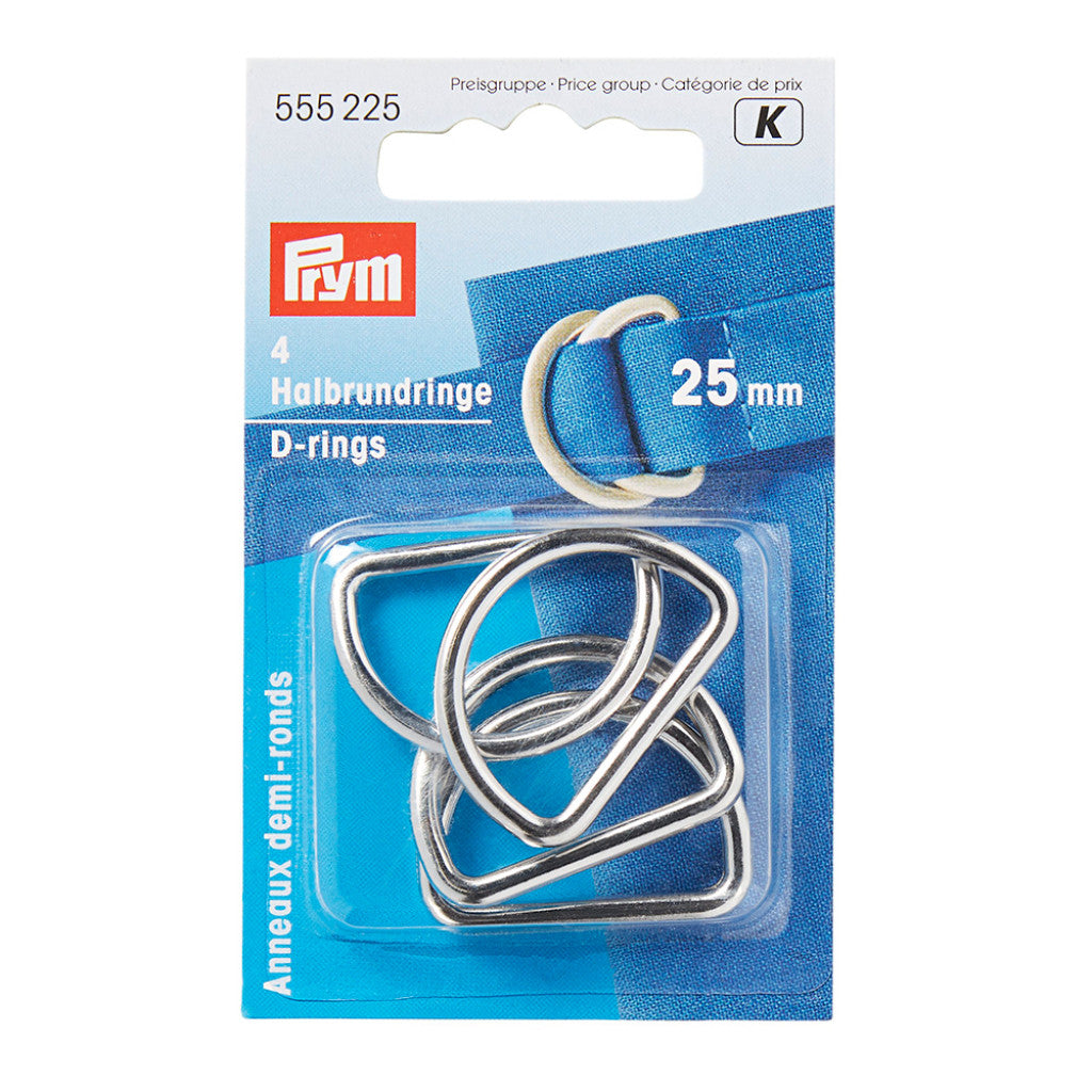 Prym D-ring 25mm 4stk - Sølv