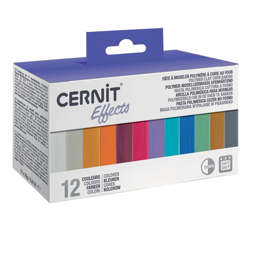 Cernit Polymerleire - Sett med 12x25g - Effects