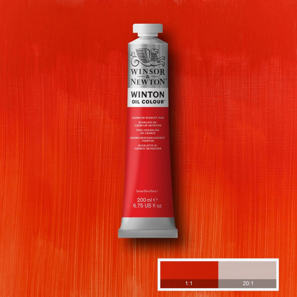 W&N - Winton Oil 200ml - 107 Cadmium Scarlet Hue