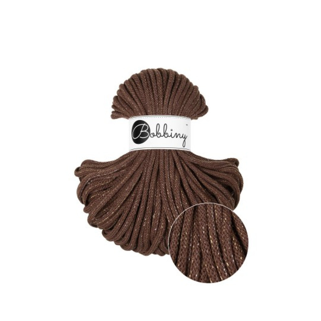Bobbiny Braided Cord 5mm 50m - Shiny Chocolate Brown