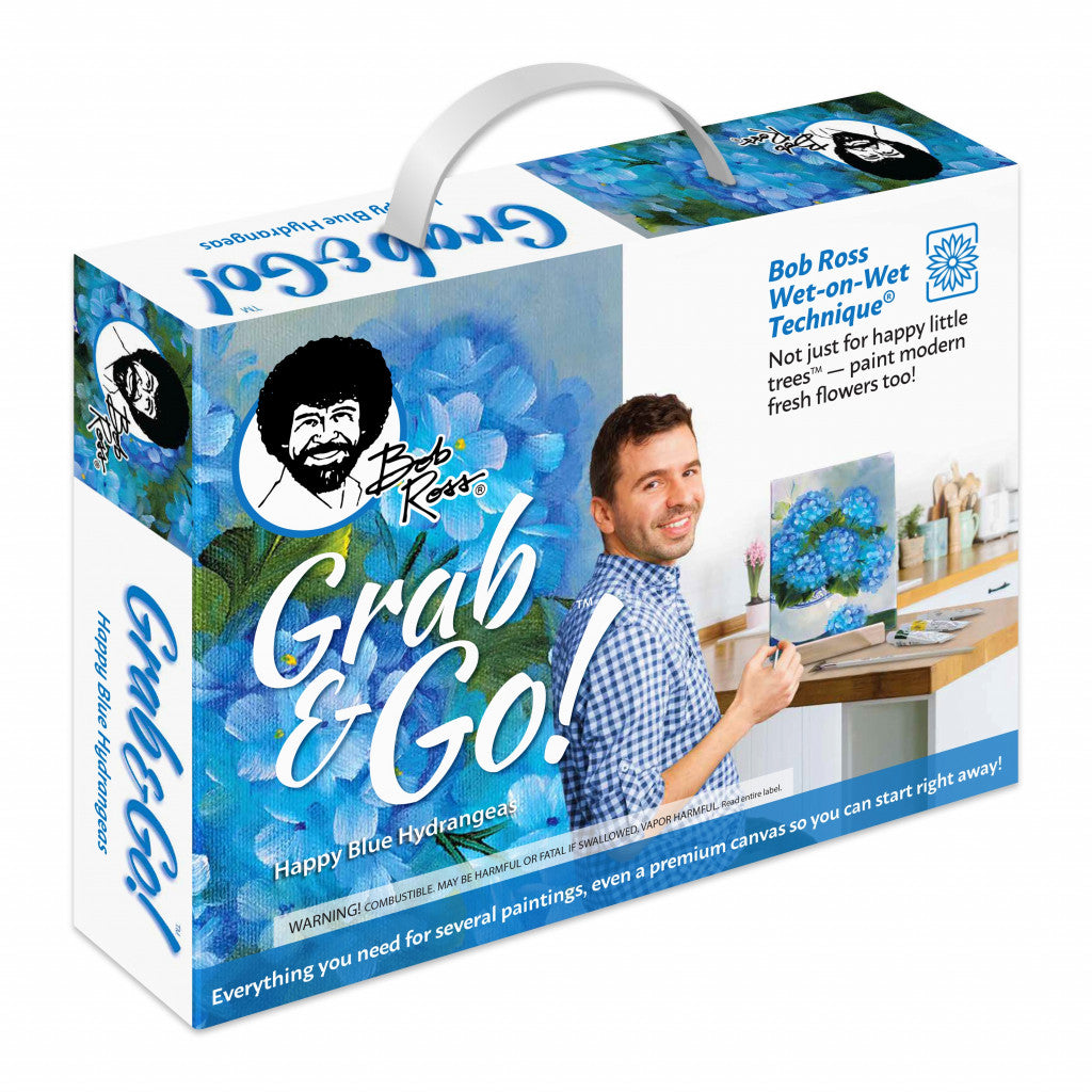 Bob Ross Grab & Go Floral Painting Kit - Happy Blue Hydrangeas