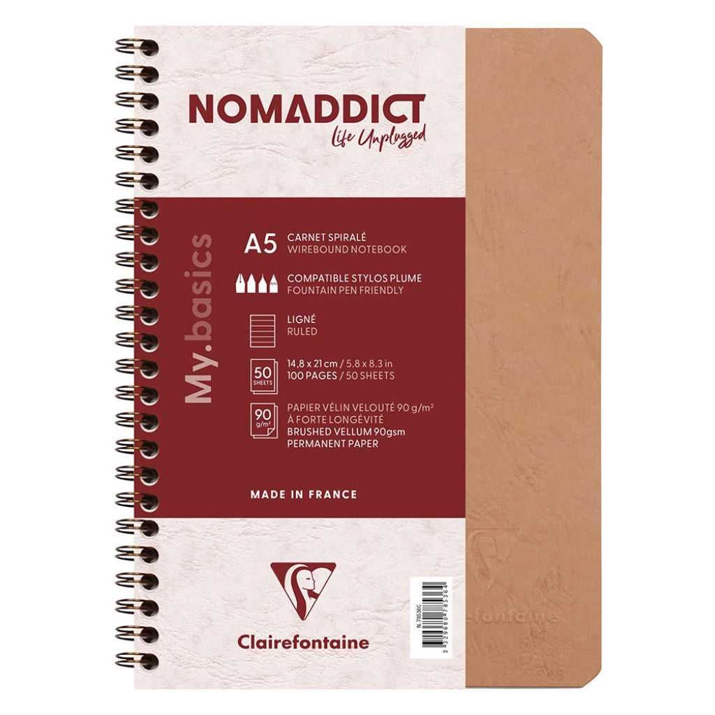 Nomaddict Notatbok Spiral A5 linjer - Brun