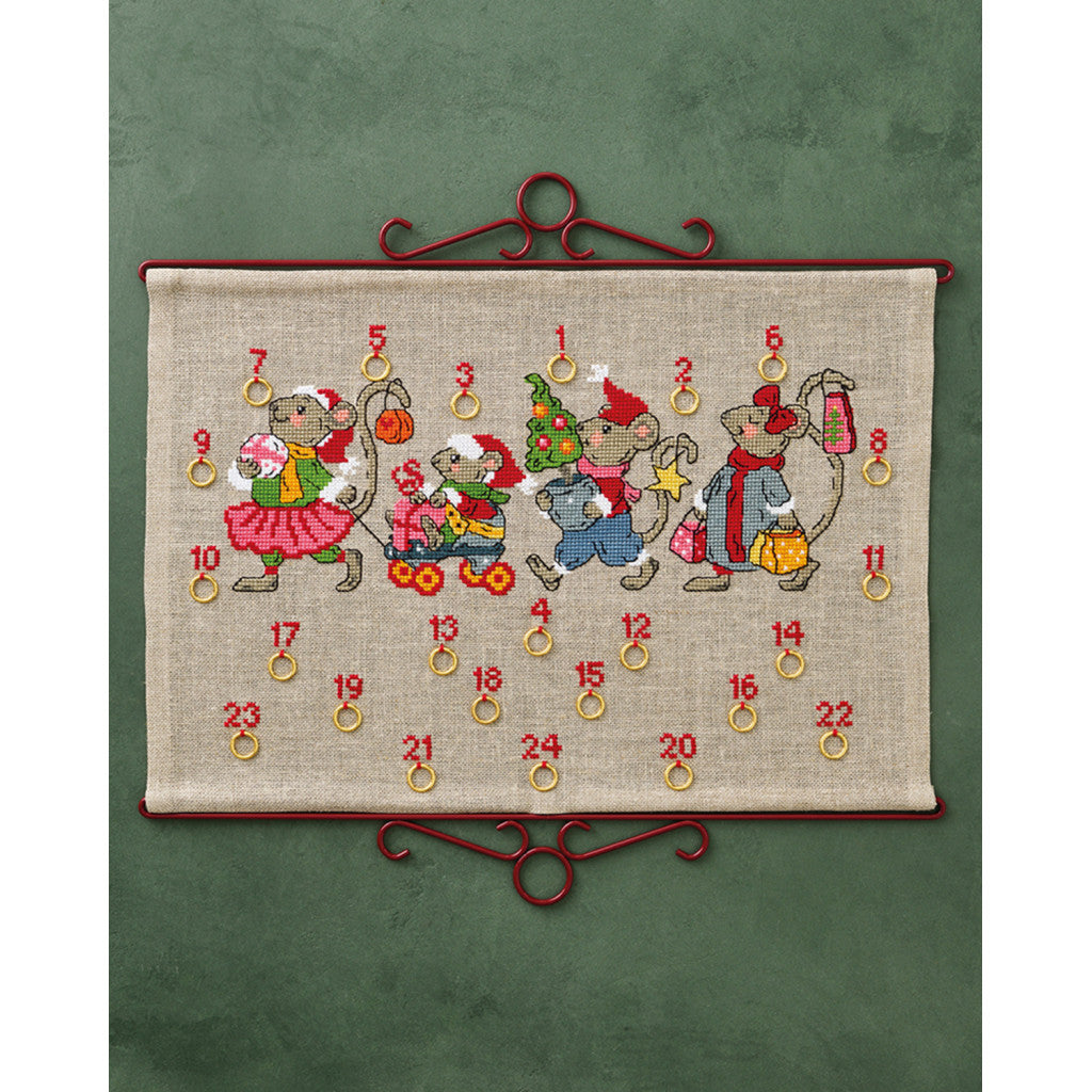 Permin Broderikit - Julekalender Musestripe 50x34 cm