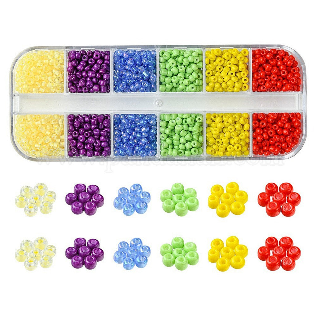 #1 Sett med Seed Beads i 6 Farger 8/0 (3mm) - Fruit Mix, ca 800stk.