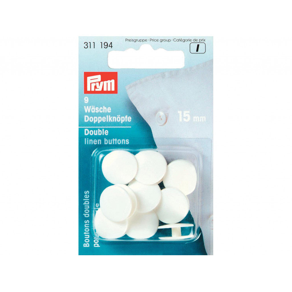 Prym Doble knapper 15mm 9stk - Hvit