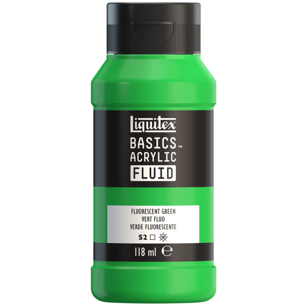 Liquitex Basics Fluid Acrylic 118ml - 985 Fluorescent Green S2