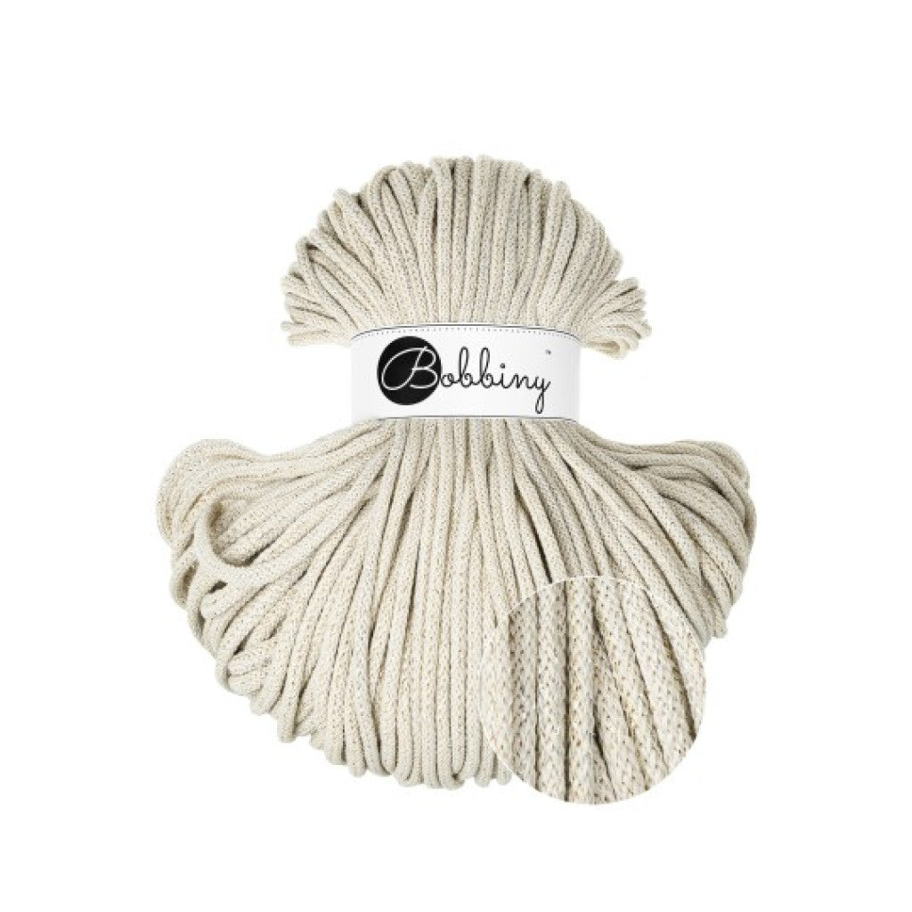Bobbiny Braided Cord 3mm 100m - Shiny Cashmere Beige