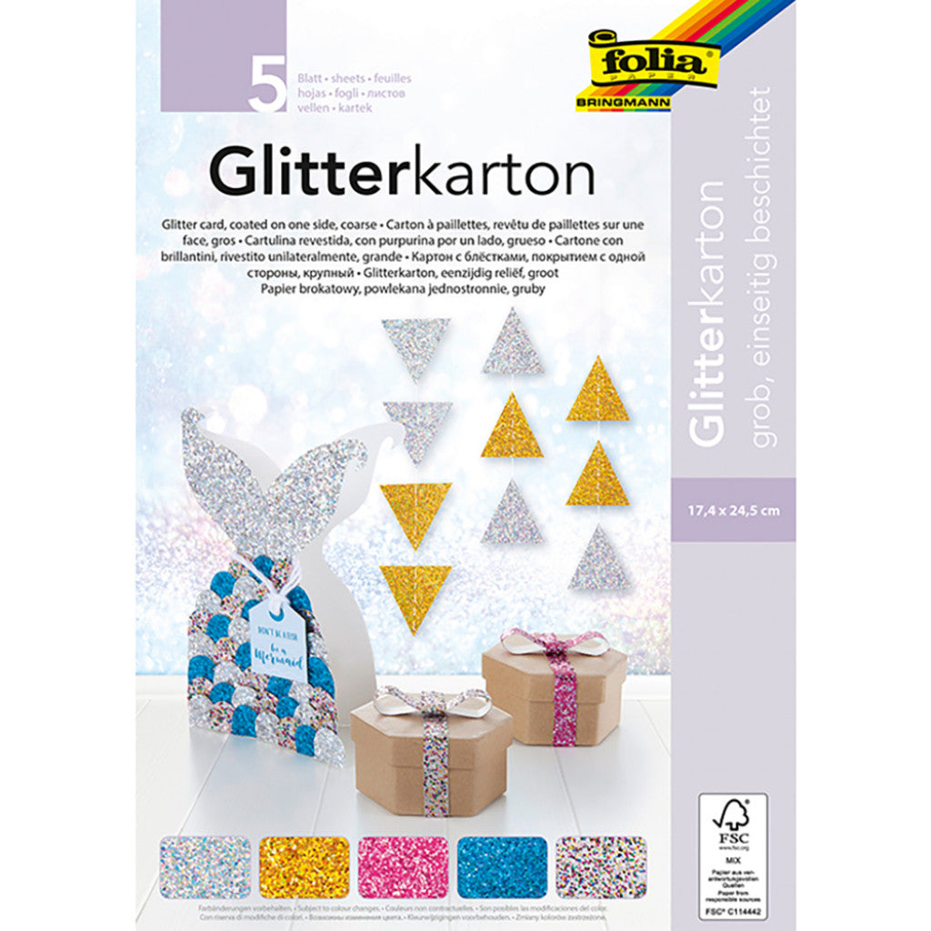 Folia Glitterkartong 17,4x24,5cm 5 ark