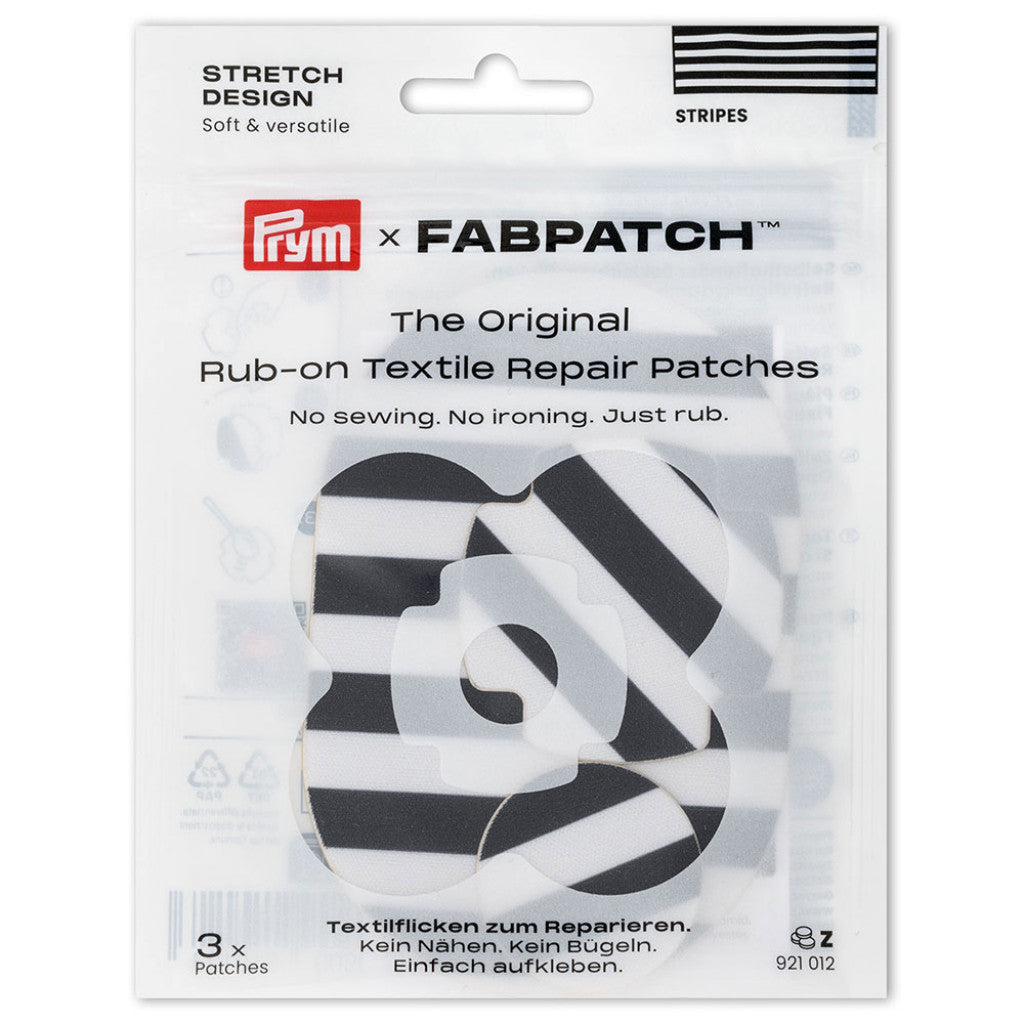 Prym x FabPatch Reparasjonslapp STRETCH Sort/hvit - 3stk