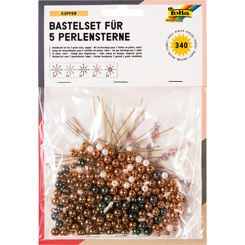 Folia Hobbysett Perlestjerner 5stk - Kobber