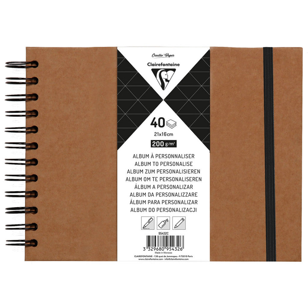 Clairefontaine Album m/strikk Kraft - 200g 40ark - 21x16cm