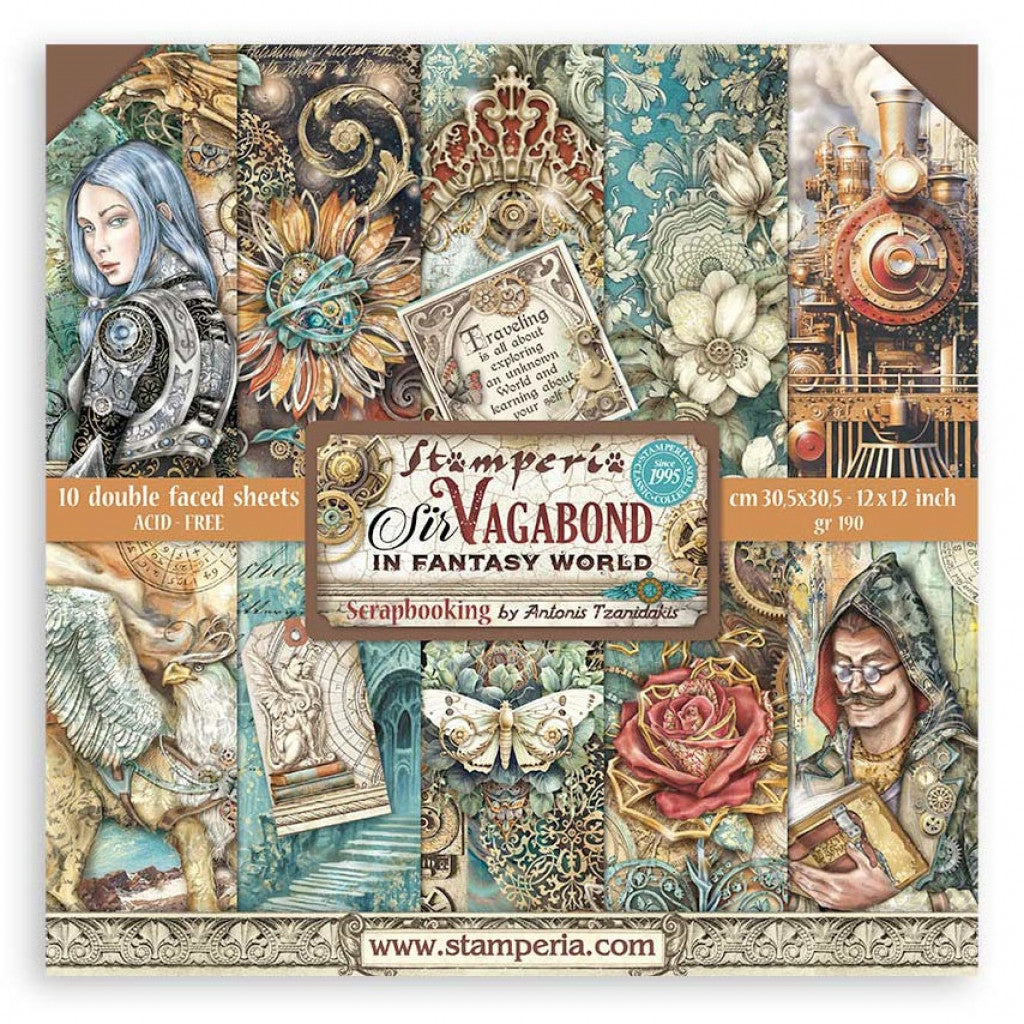 Stamperia Paper Pad 12"X12" (30x30cm) - Sir Vagabond In Fantasy World