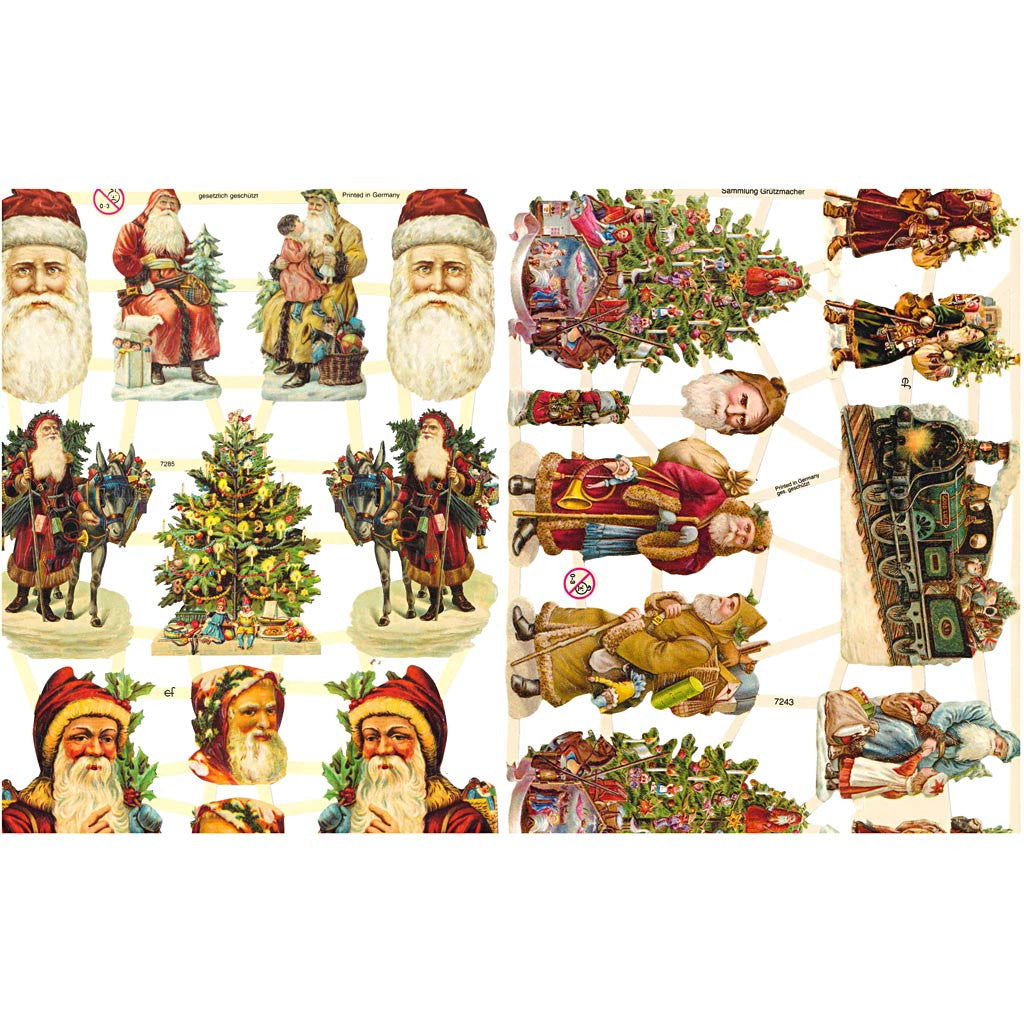 Glansbilder, julemotiver, ark 16,5x23,5 cm, 2 ark/ 1 pk.