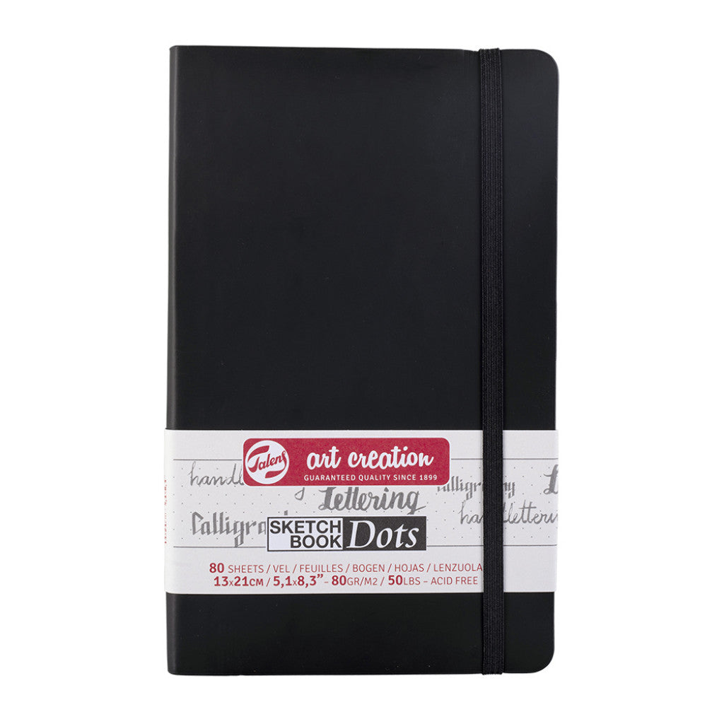 Art Creation Skissebok m/strikk 80g - Sort - Prikker 13x21cm