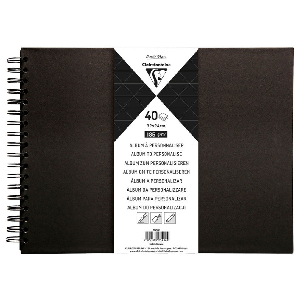 Clairefontaine Album Sort - 185g 40ark - 32x24cm