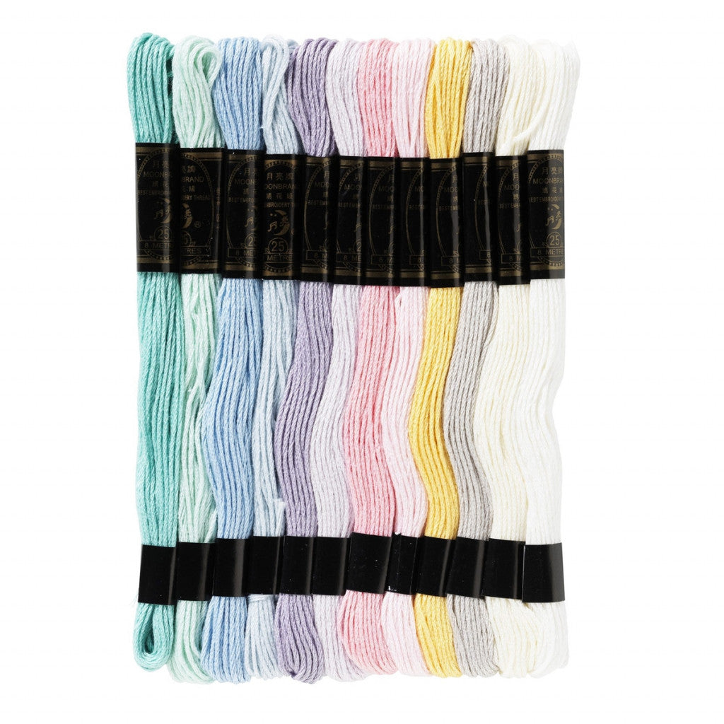 Broderigarn Pastell 12 Stk á 8m