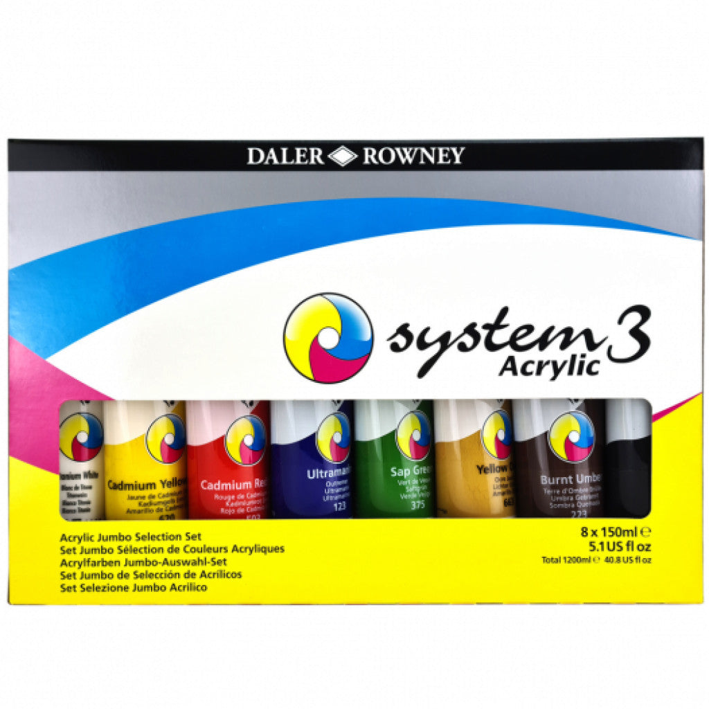 Daler Rowney - System3 Sett - Jumbo Selection Set 8x150ml
