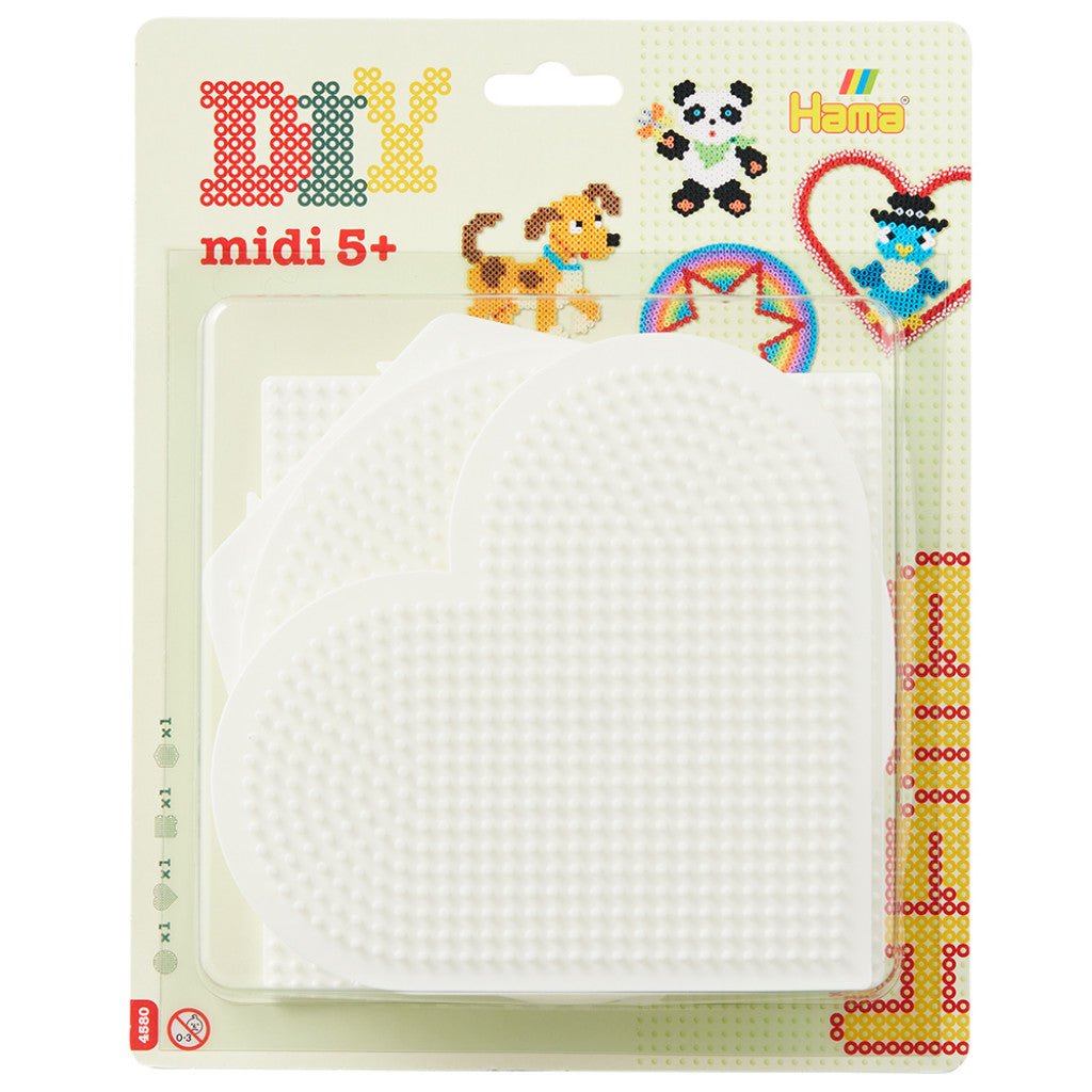 Hama Midi Piggplate Blister - Rund,hjerte,firkant,sekskant