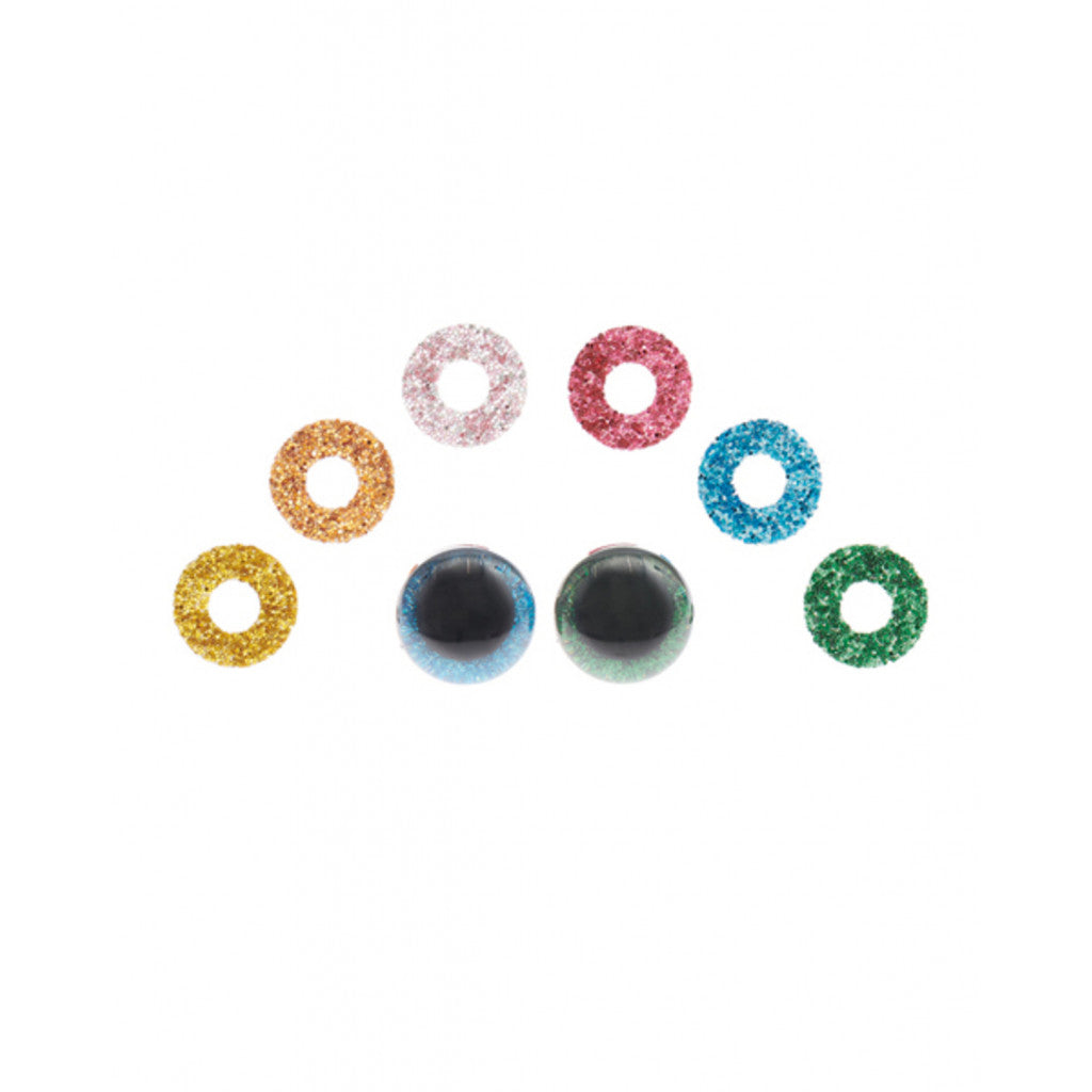 Sikkerhetsøyne med Glitter, 3 par - 9mm