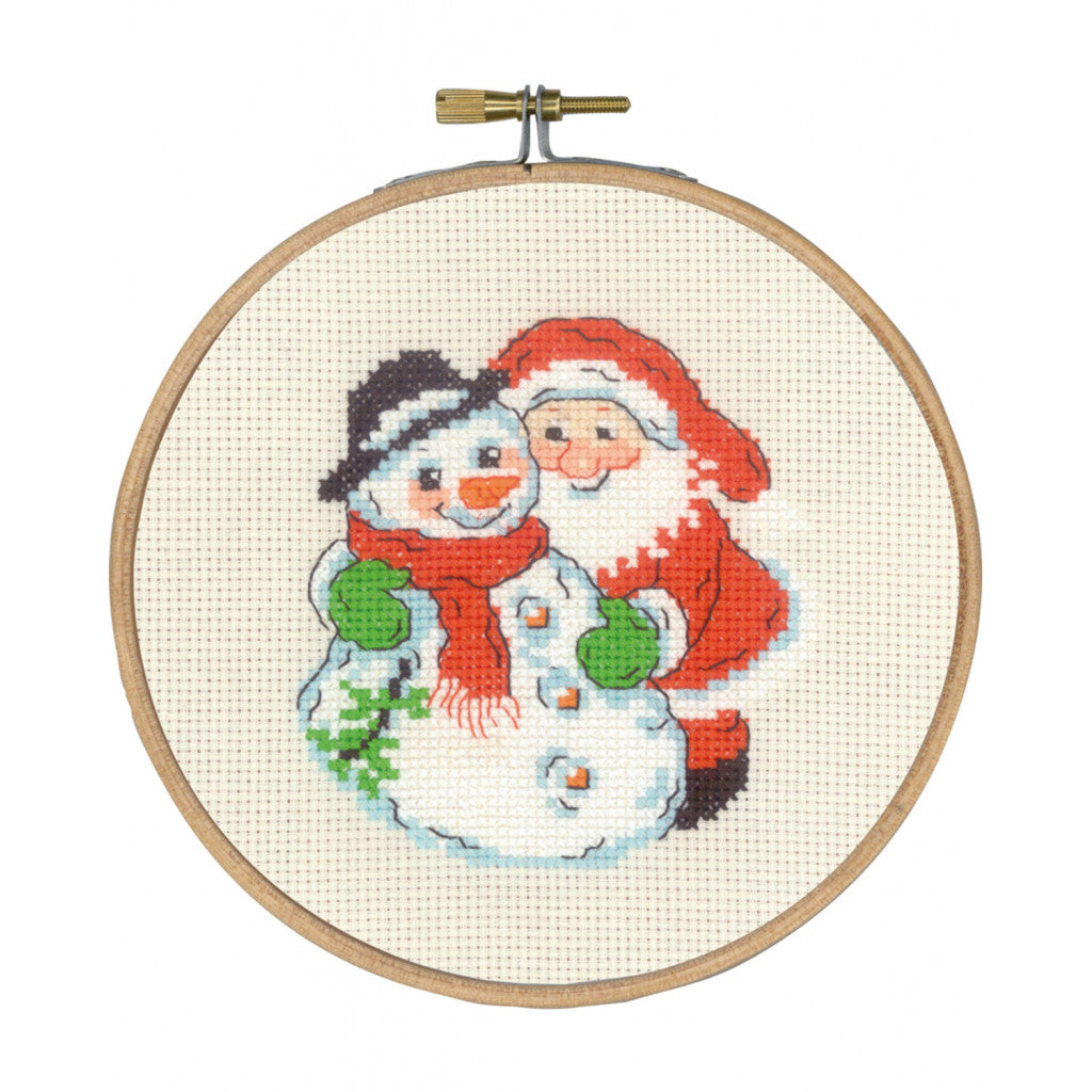 Permin Broderikit - Snømann og julenisse ø15 cm