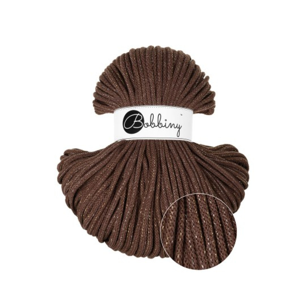 Bobbiny Braided Cord 5mm 100m - Shiny Chocolate Brown