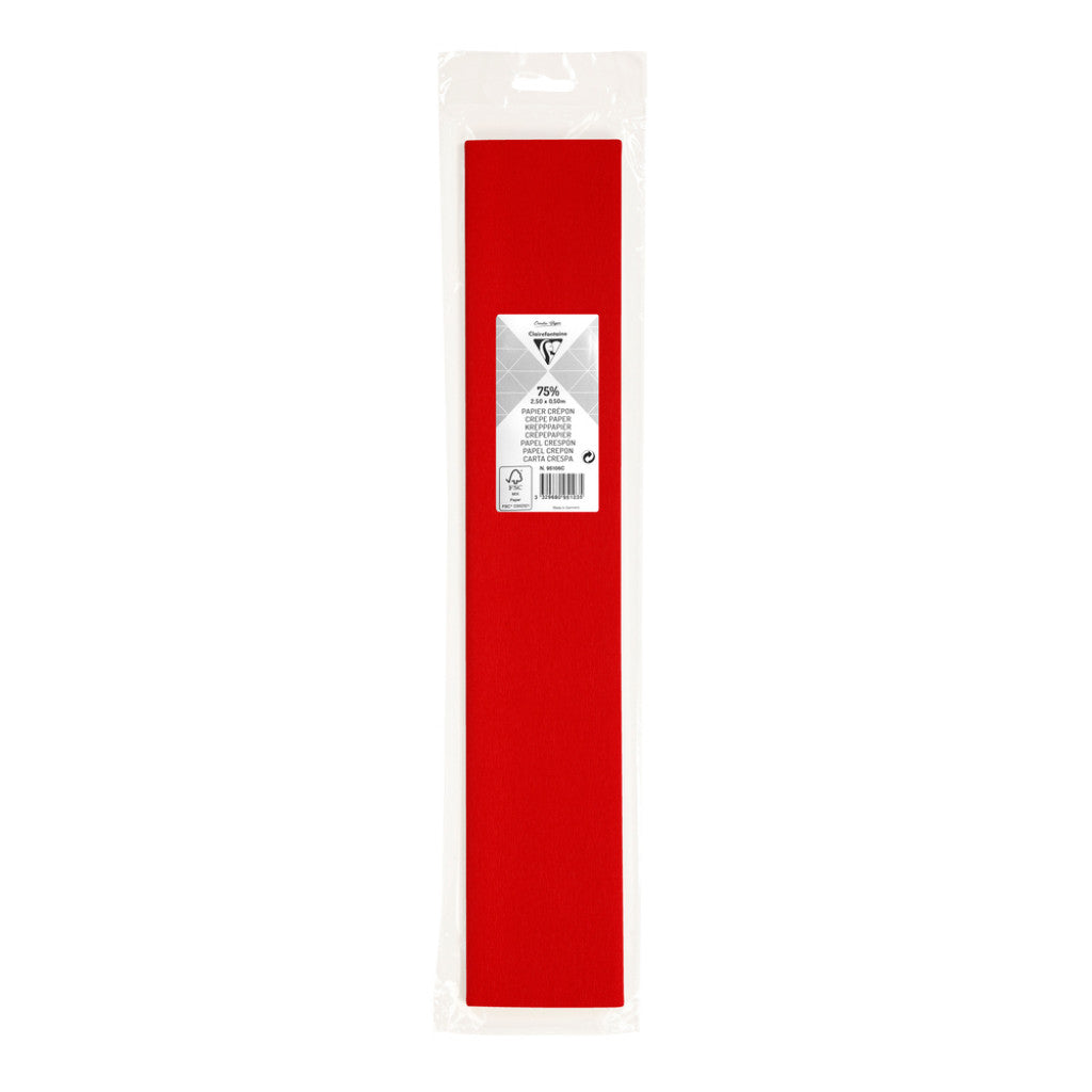 Clairefontaine Kreppapir 75% 50x250cm 75g - 06 Rød